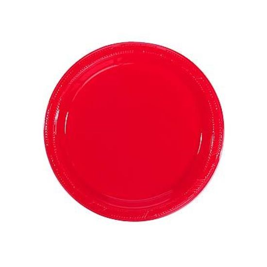 Prato Plástico 18cm Happy Line Vermelho - 10 Un