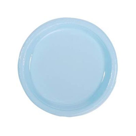 Prato Plástico 18cm Happy Line Azul Claro - 10 Un