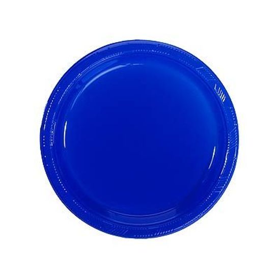 Prato Plástico 18cm Happy Line Azul Royal - 10 Un