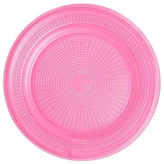 Prato Descartável Sobremesa Color Plástico Rosa - 10 Un