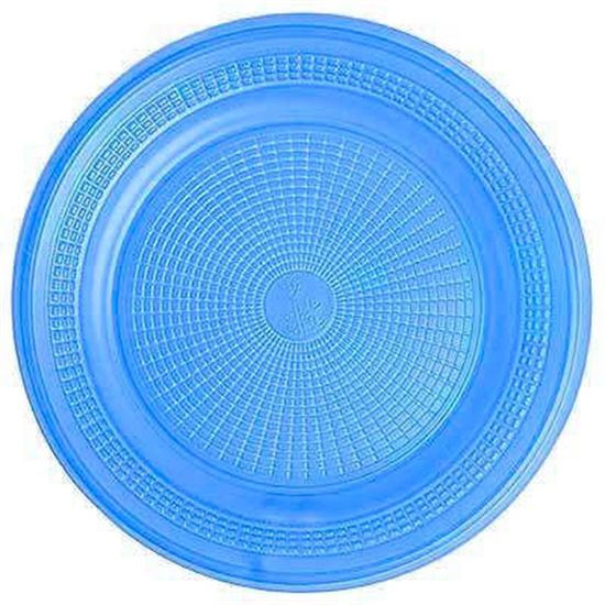 Prato Descartável Sobremesa Color Plástico Azul Royal - 10 Un