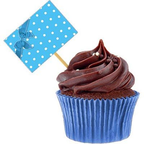 Lolipop para Cupcake Especial Petit Poá Azul - 10 Un