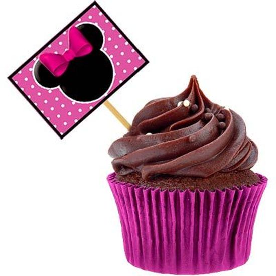 Lolipop para Cupcake Especial Minnie Rosa - 10 Un