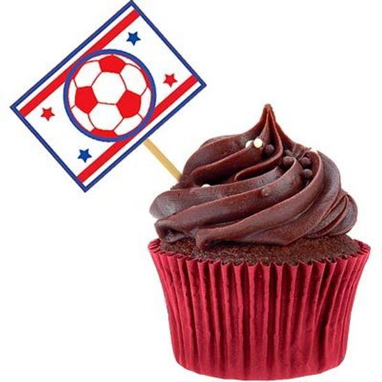Lolipop para Cupcake Especial Futebol Azul e Vermelho - 10 Un