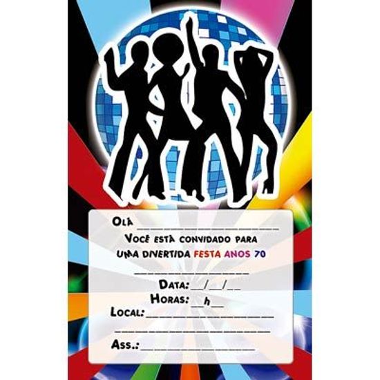 Convite Especial Anos 70 08 Un Festas da 25 Festas da 25 Convite Especial Anos 70 08 Un Festas da 25 Festas da 25