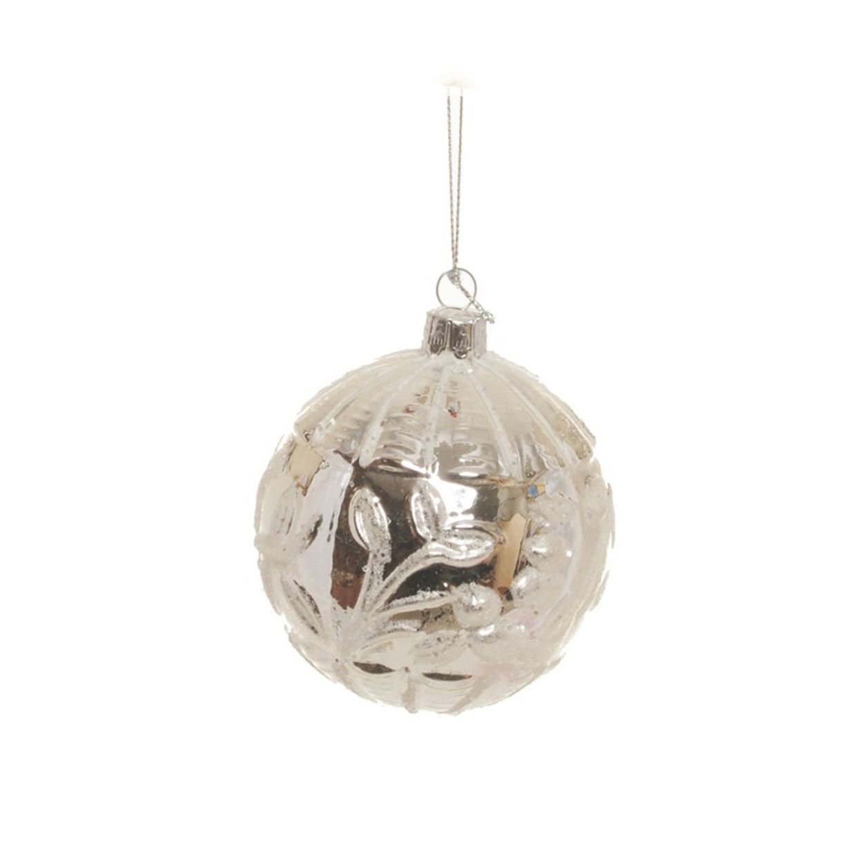 Bola de Natal Vidro Prata c/ 4 unids 8 cm Embalagens da 25