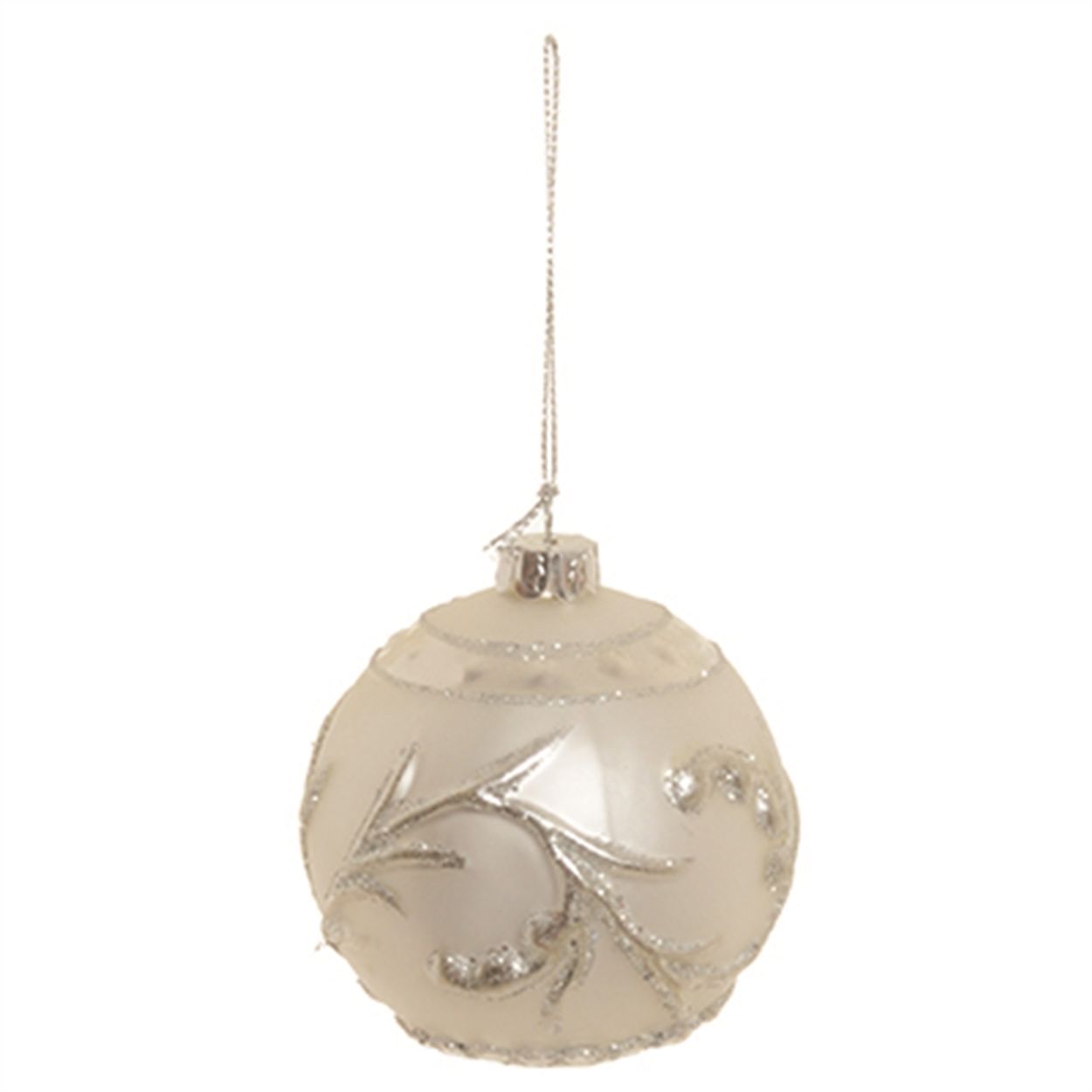 Bola de Natal Vidro Branco c/ 4 unids 8 cm Embalagens da 25