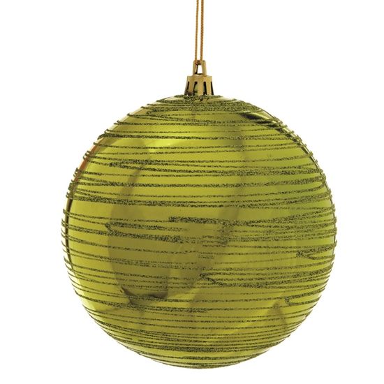 Bola de Natal com Listras em Glitter Verde Claro 12cm - 2 Un