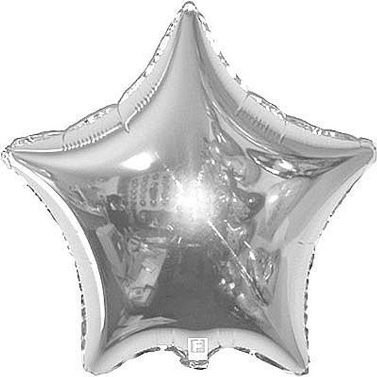 Balão Metalizado Estrela 20 Polegadas Liso Prata