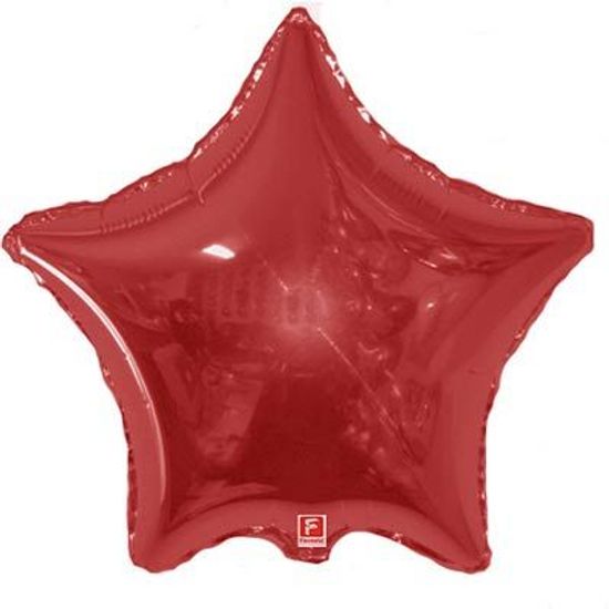 Balão Metalizado Estrela 09 Polegadas Liso Vermelho