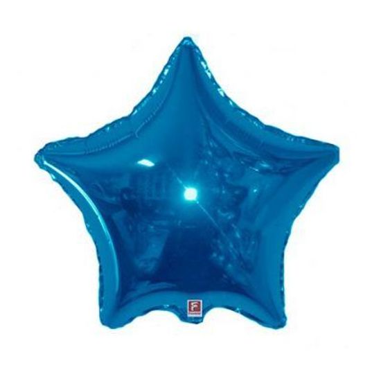 Balão Metalizado Estrela 04 Polegadas Liso Azul