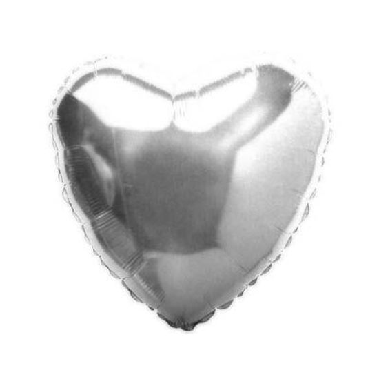 Balão Metalizado Coração 09 Polegadas Liso Prata