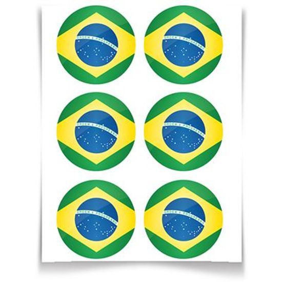 Adesivo Especial Redondo Bandeira do Brasil - 12 Un