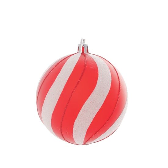 Bola de Natal Vermelho e Branco 8cm - 6 Un