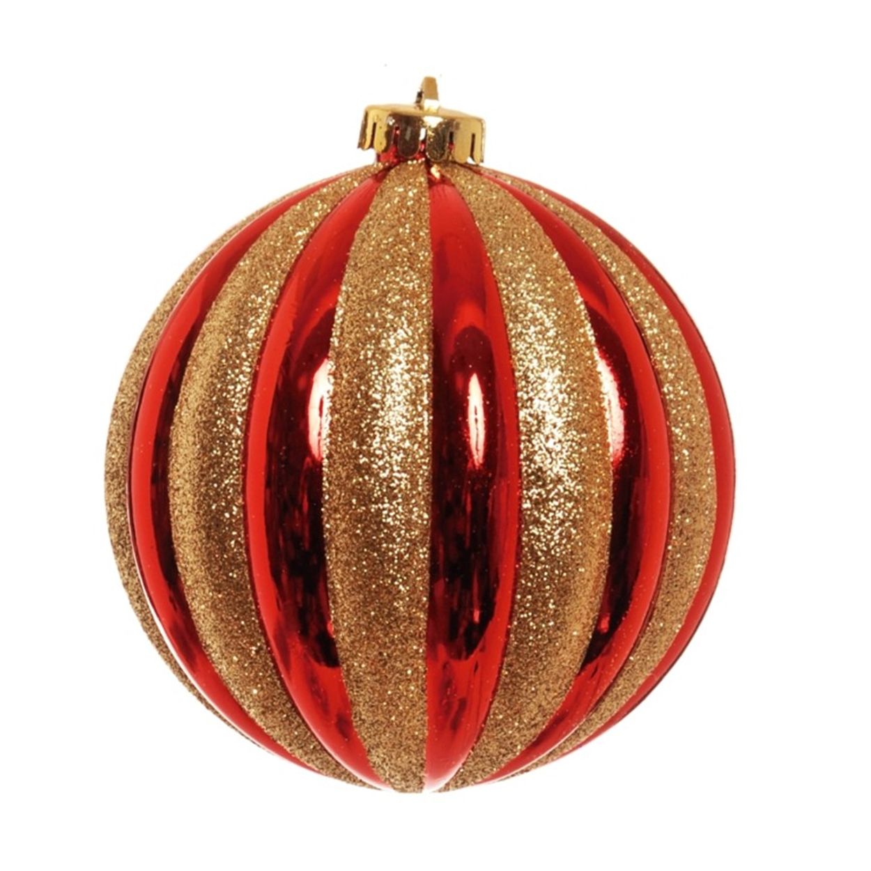 Bola de Natal Vermelho e Ouro 8cm - 6 Un - Festas da 25