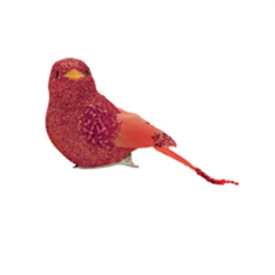 Pássaro com Glitter Vermelho - 3 Un