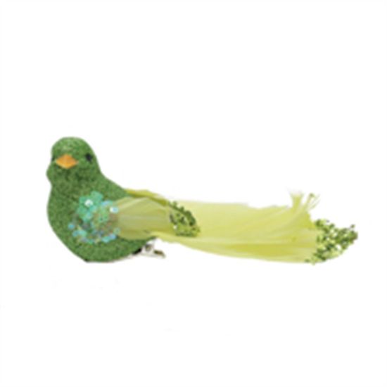 Pássaro com Glitter Verde Claro - 3 Un
