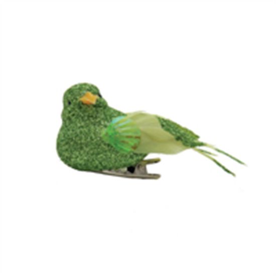 Pássaro com Glitter Verde Claro - 3 Un