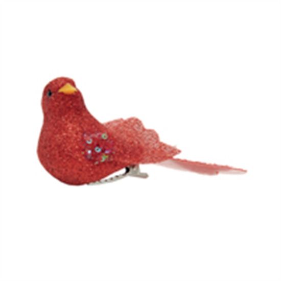 Pássaro com Glitter Vermelho - 3 Un