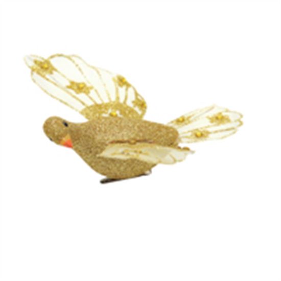 Pássaro com Glitter Ouro - 3 Un