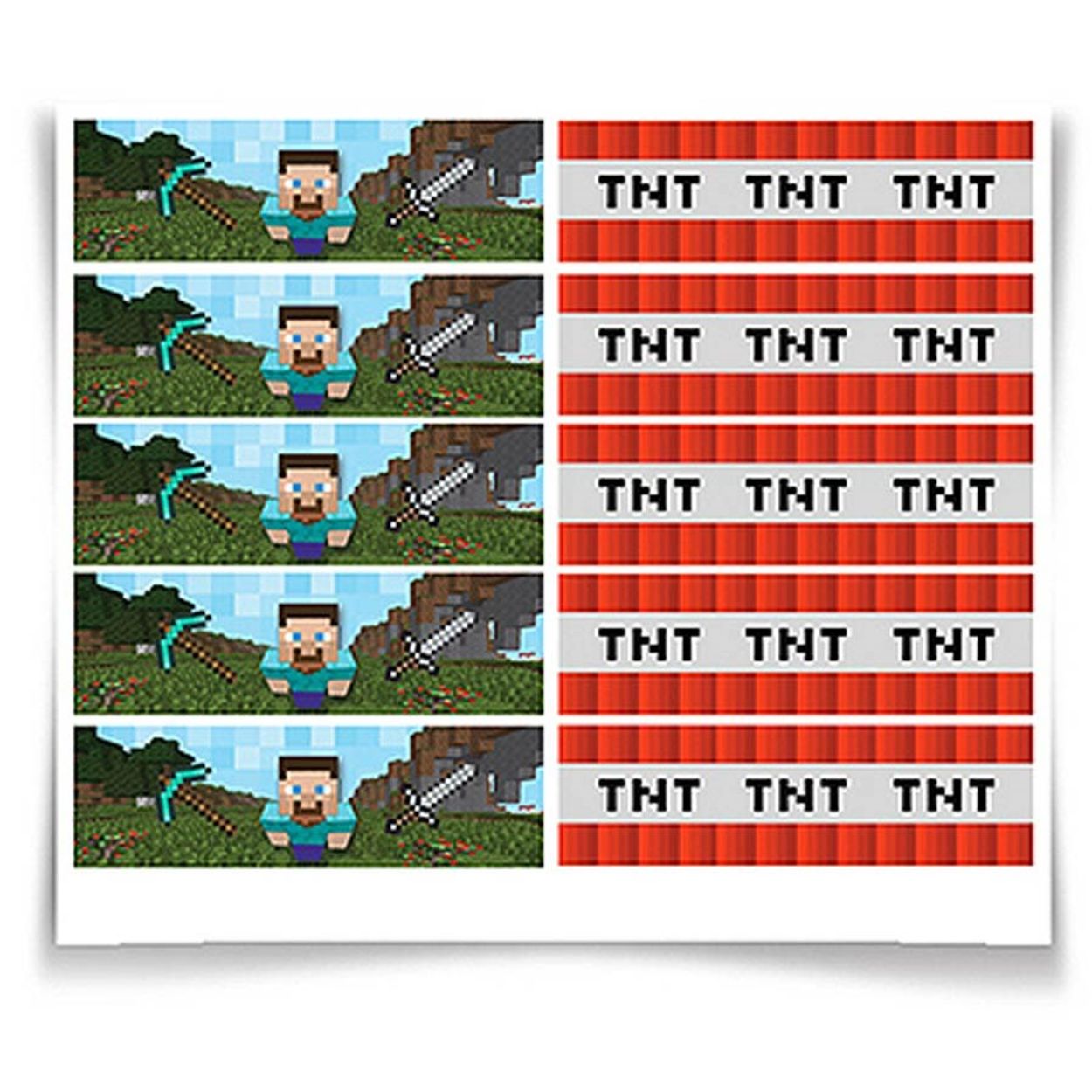 Festa Minecraft Adesivo Especial Retangular Minecraft Steve E Tnt Unidades Magazine 25 De Marco