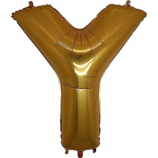 Balão Metalizado Gigante 86cm Liso Letra Dourado - Y