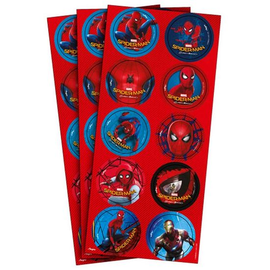 Festa Homem Aranha - Adesivo Decorativo Redondo Spider-Man Home - 03 Cartelas