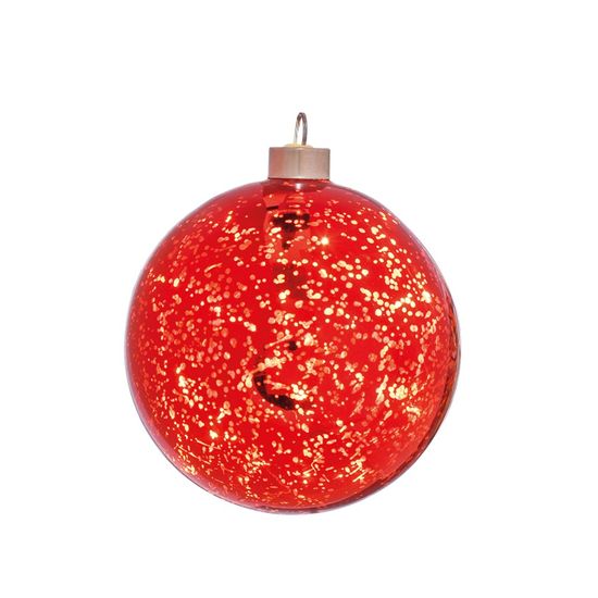 Iluminação de Natal - Bola com Vidro Led 2 Pilha AA Vermelho 12cm