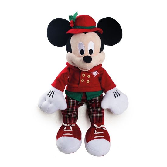 Natal Disney - Mickey Roupa Xadrez Vermelho e Verde 30cm - Festas da 25