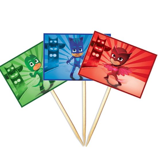 Festa PJ Masks - Lolipop para Cupcake Especial PJ Masks - 10 Un