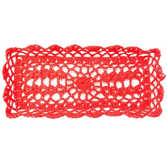 Bandeja Retangular em Crochê para Decoração - Vermelha