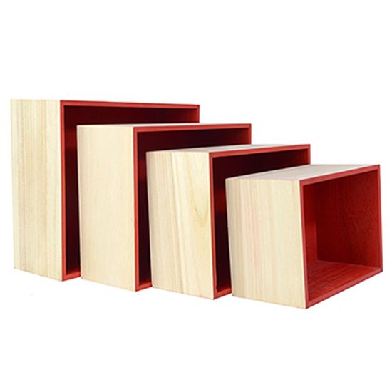 Kit de Suporte Quadrado Vermelho para Decoração - 4 peças