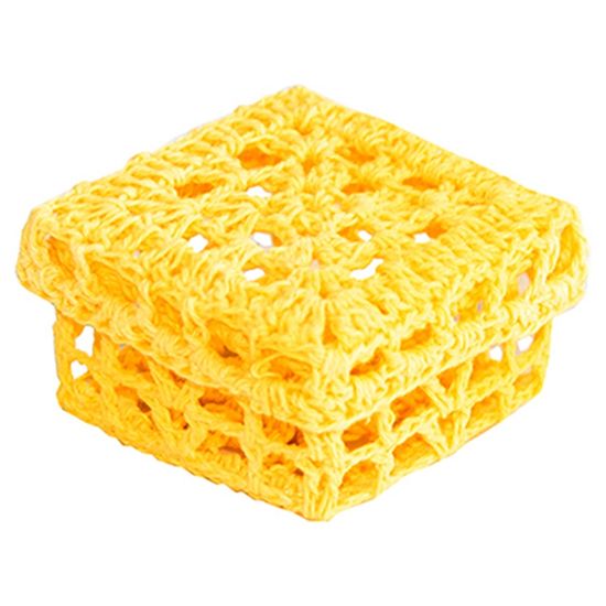 Mini Caixinha Quadrada de Crochê para Lembrancinha - Amarela