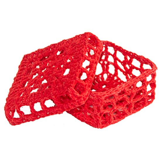 Mini Caixinha Quadrada de Crochê para Lembrancinha - Vermelha - Natal da 25