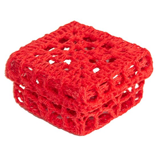 Mini Caixinha Quadrada de Crochê para Lembrancinha - Vermelha