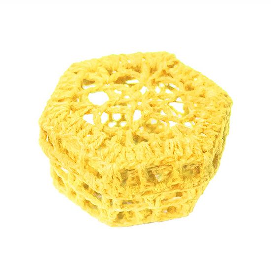 Mini Caixinha Sextavada de Crochê para Lembrancinha - Amarela