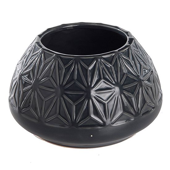 Vaso Decorativo de Cerâmica Redondo - Cinza Escuro