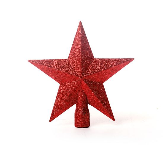 Estrela com Glitter Vermelho 15cm