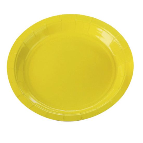 Prato Papel Liso Amarelo - 10 Un