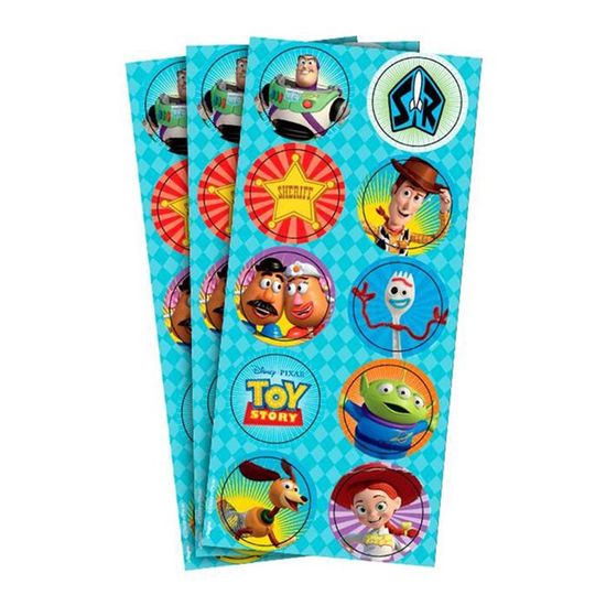 Festa Toy Story - Adesivo Redondo Toy Story 4 - 03 cartelas