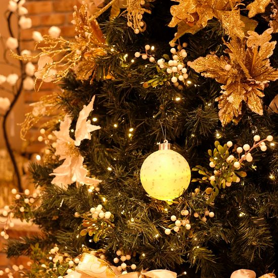 Iluminação de Natal - Bola com Lantejoulas com Led Branco 10cm - 4 Un