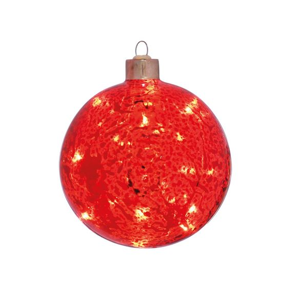 Iluminação de Natal - Bola com Vidro Led 2 Pilha AA Vermelho 10cm