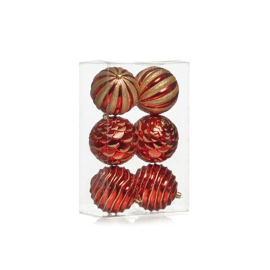 Bola de Natal Sortidas Vermelho e Ouro 10cm (Bolas) - 6 Peças - Festas da 25