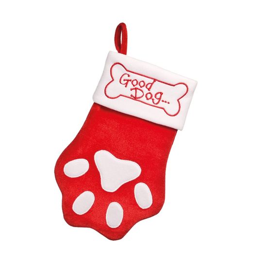 Natal Pet - Bota Pata de Cachorro Vermelho e Branco - 1 Un