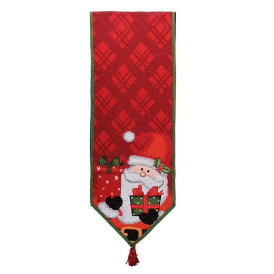 Caminho de Mesa Noel e Presente Vermelho 180X33 cm