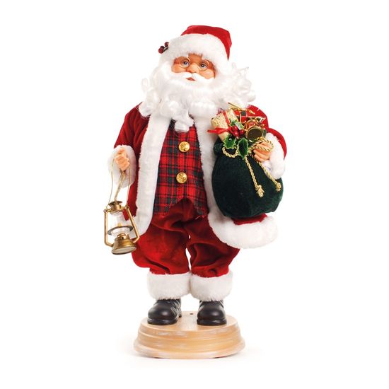 Boneco de Papai Noel Musical com Lanterna Colorido de 45cm
