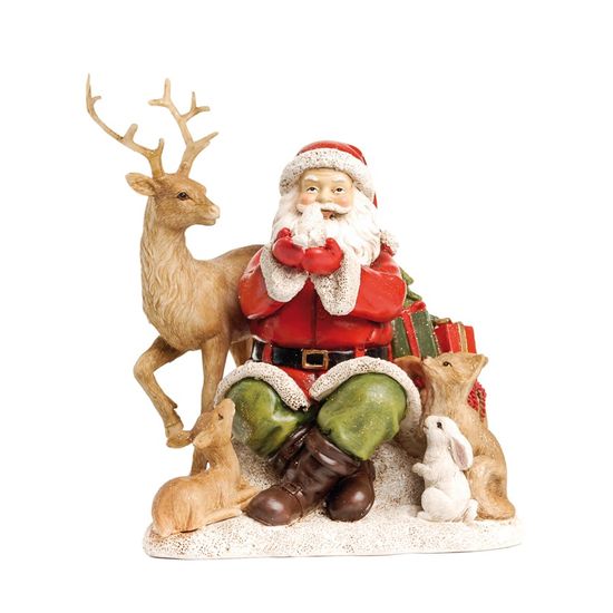 Noel Sentado com Animais Colorido (Santa Claus)
