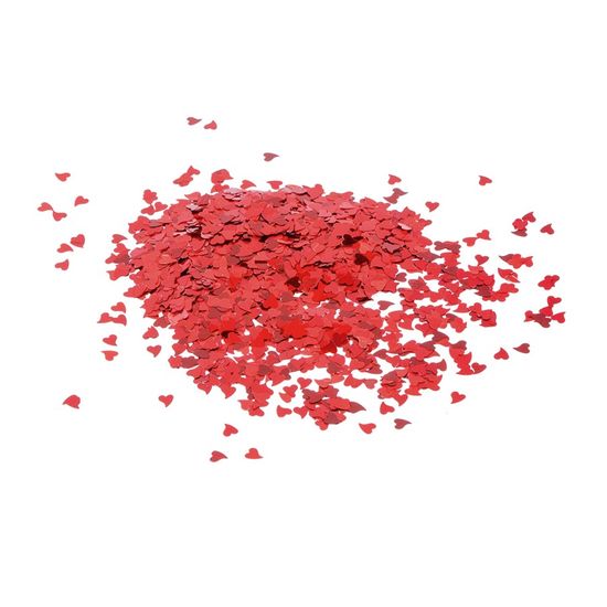 Mini Confete Metálico Coração Vermelho - 100 Gramas