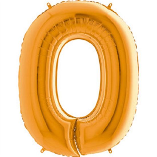 Balão Metalizado Número 0 Ouro 40'' / 101cm