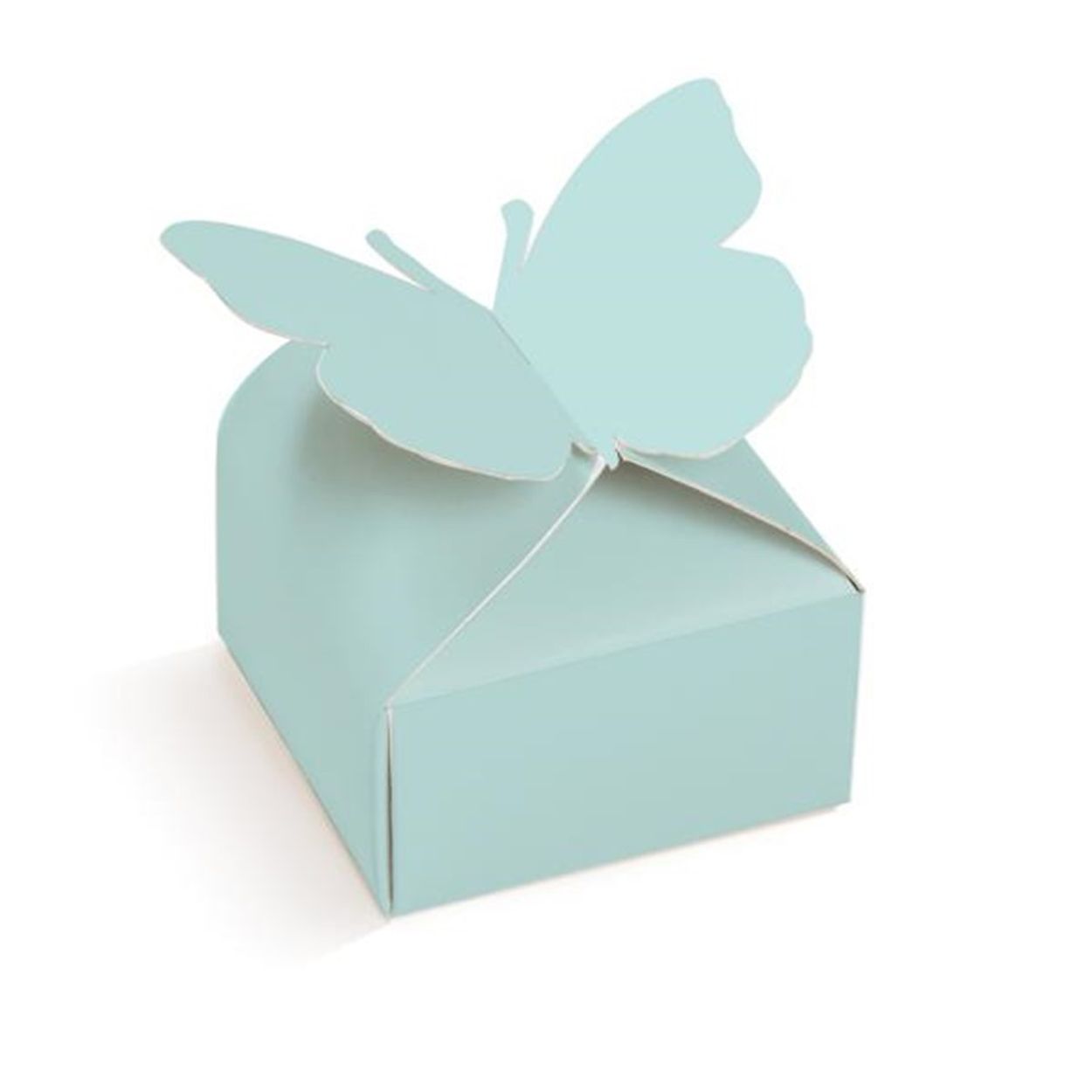Bolo de aniversário branco decorado com borboletas azuis e